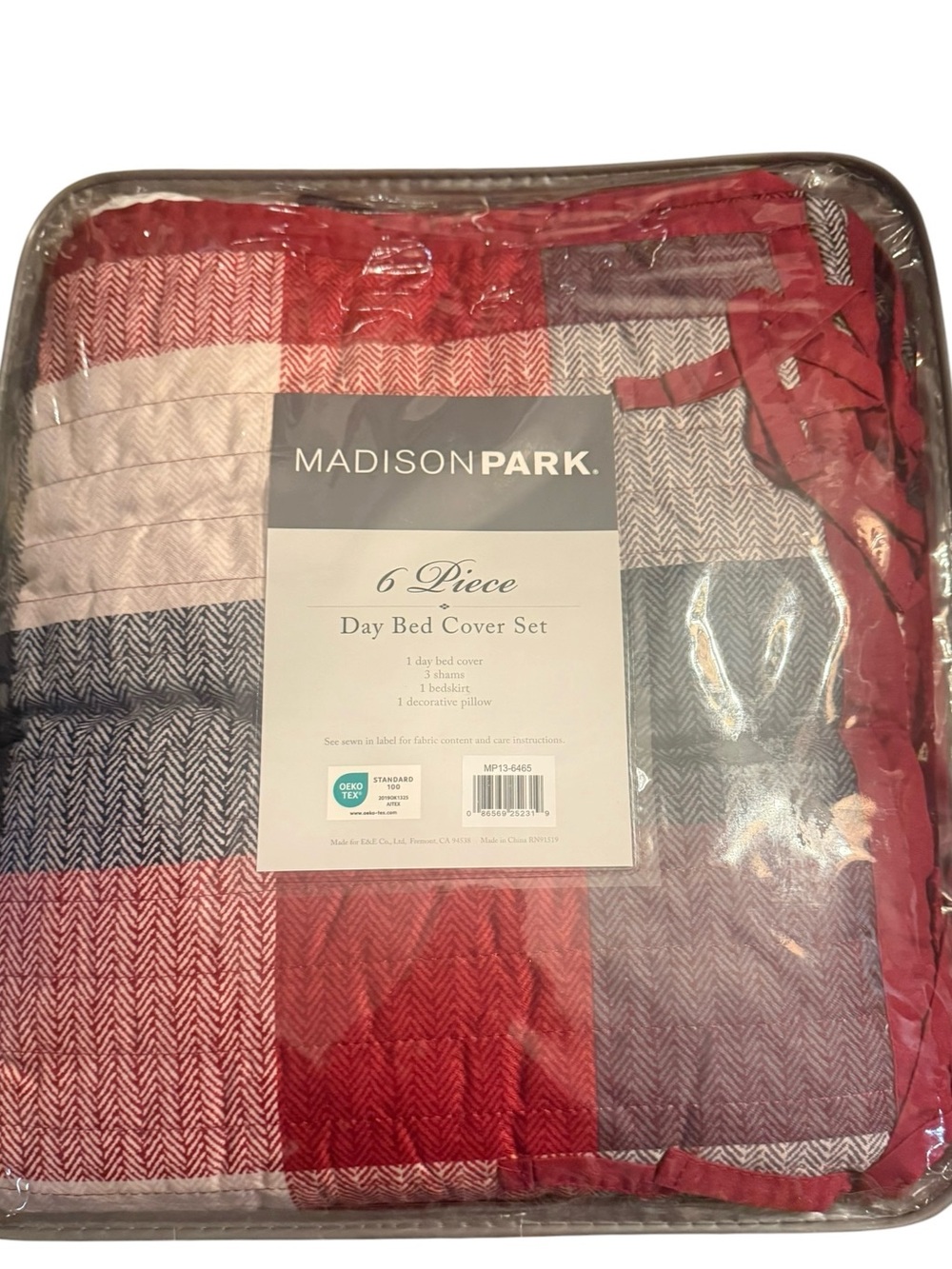 NWT Madison Park 6 Piece Daybed Cover Bedding Set Red Gray